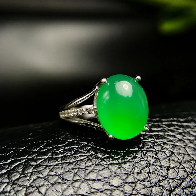 

MeiBaPJ Natural Green Chalcedony Gemstone Ring for Women Real 925 Sterling Silver Fine Charm Wedding Jewelry