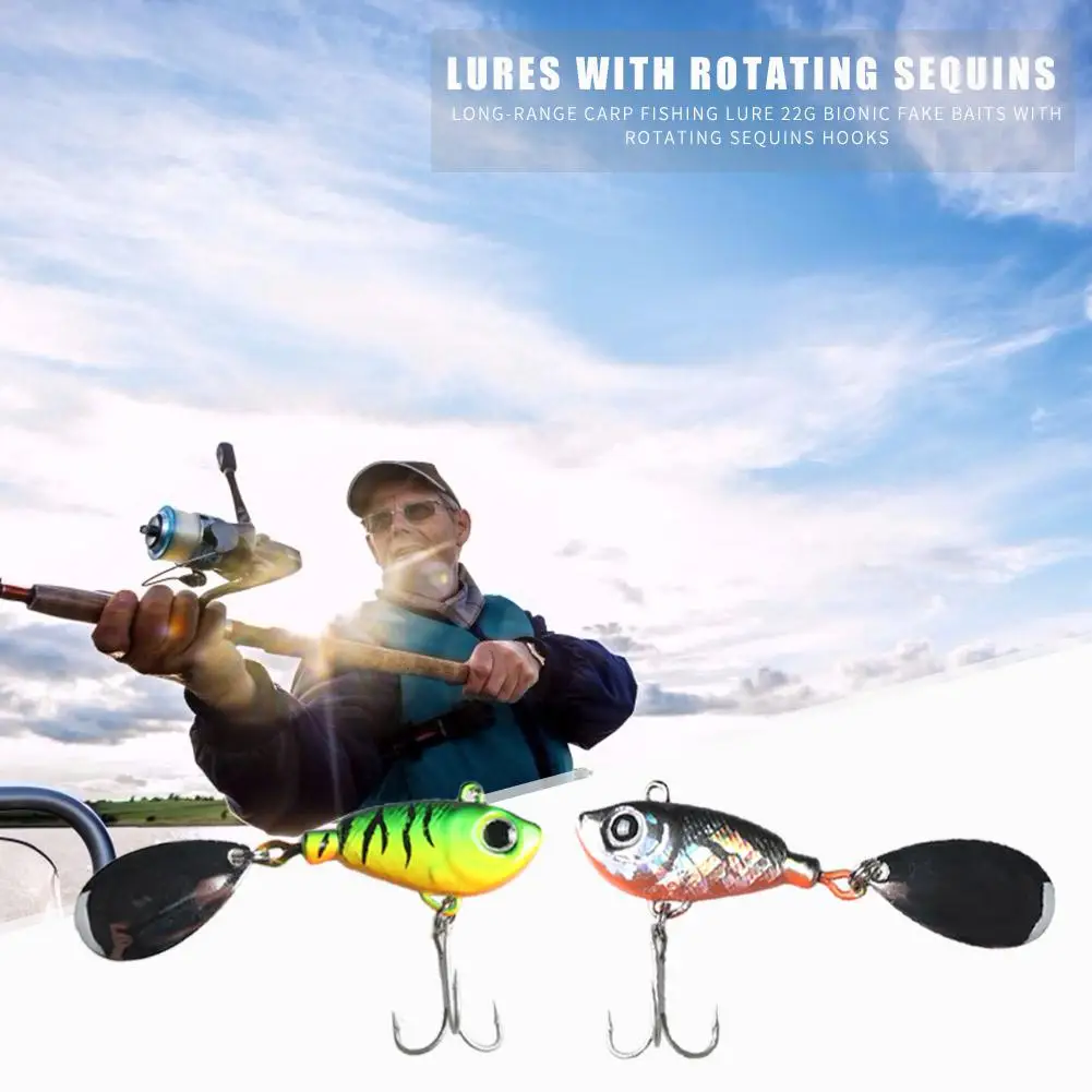 

Hot Sale Fishing Lures 22g Plastic Long-cast Iron Plate Hard Fishing Lures with Rotating Sequins Hooks for Rivers Ponds