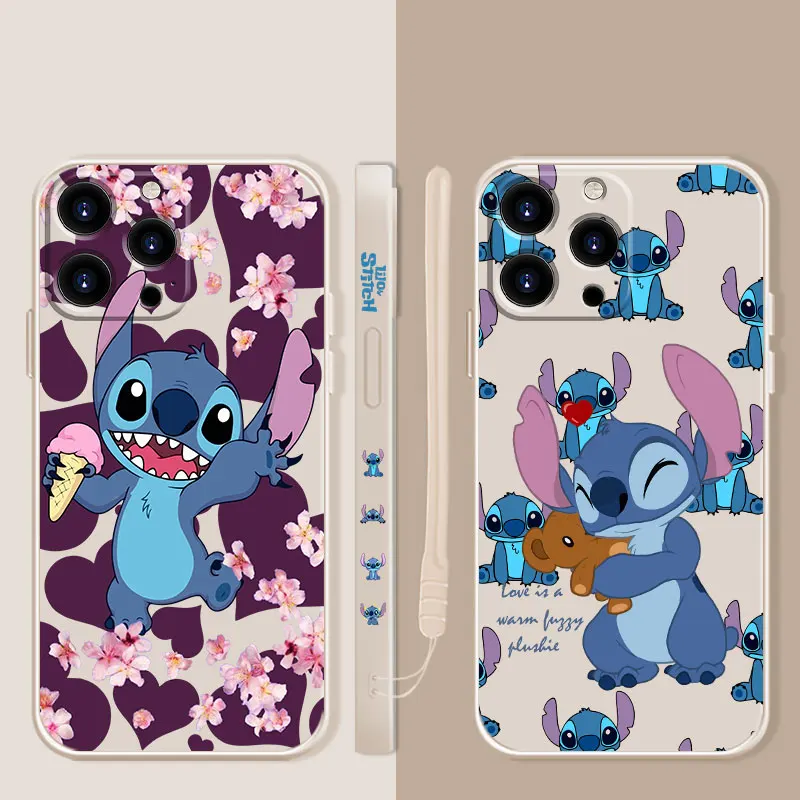 

Liquid Silica Gel Case for Apple iPhone 13 12 Mini 11 Pro X XR XS Max 7 8 Plus 6 6S SE2022 2020 Phone Cover Stitch Cartoon Capa