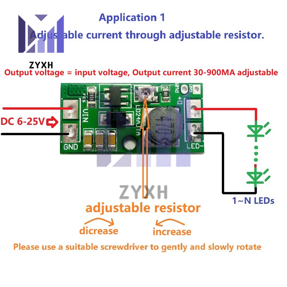 Регулируемая светодиодная лампочка, понижающий преобразователь постоянного тока, 9 В, 12 В, 18 В, 24 В, 20 Вт, светодиодный драйвер 30-900 мА, 6-25 светодиодный постоянного тока