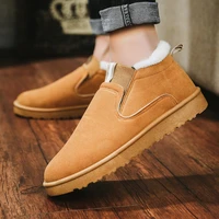 mens winter boots with velvet to keep warm cotton shoes round low heels solid color casual shoes non slip middle snow boots 2021