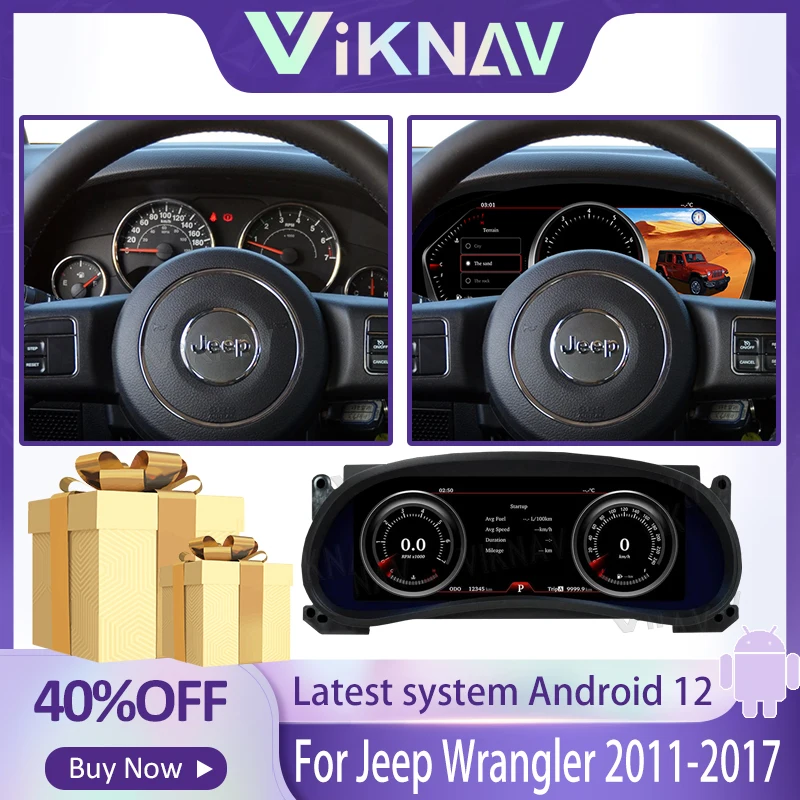 

12.3inch Speed Meter For Jeep Wrangler 2011-2017 Vertical Screen Digital Cluster Instrument Display LCD Automobile Instrument