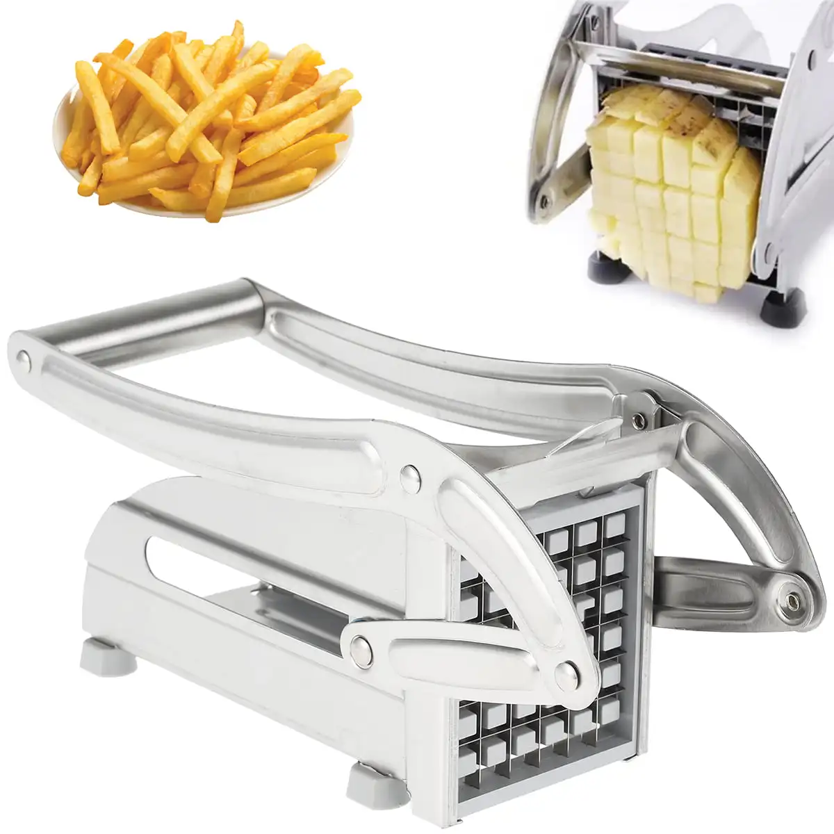 

French Fry Cutter Multifunction Vegetable Fruit Chopper with 2 Stainless Steel Blades for French Fries Chips Maker Potato Slicer