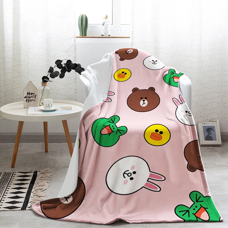 

Флисовое одеяло в стиле аниме, декоративное покрывало для дивана, кровати, Фланелевое кавайное коричневое украшение для спальни в стиле бох...