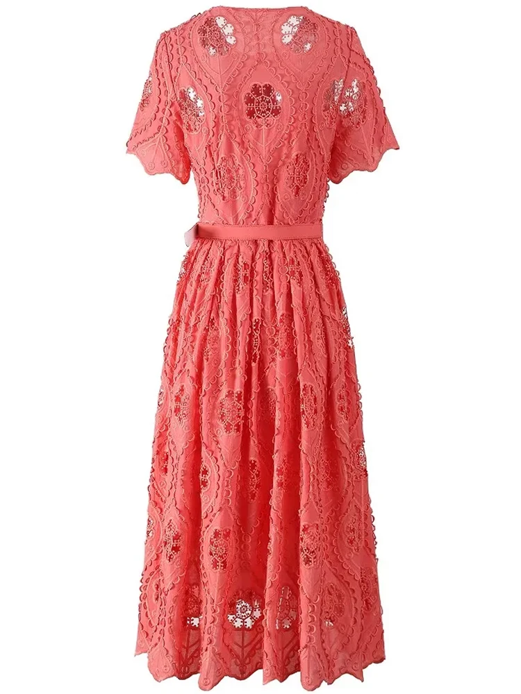 Seasixiang однобортное платье с вышивкой для женщин винтажные платья круглым вырезом