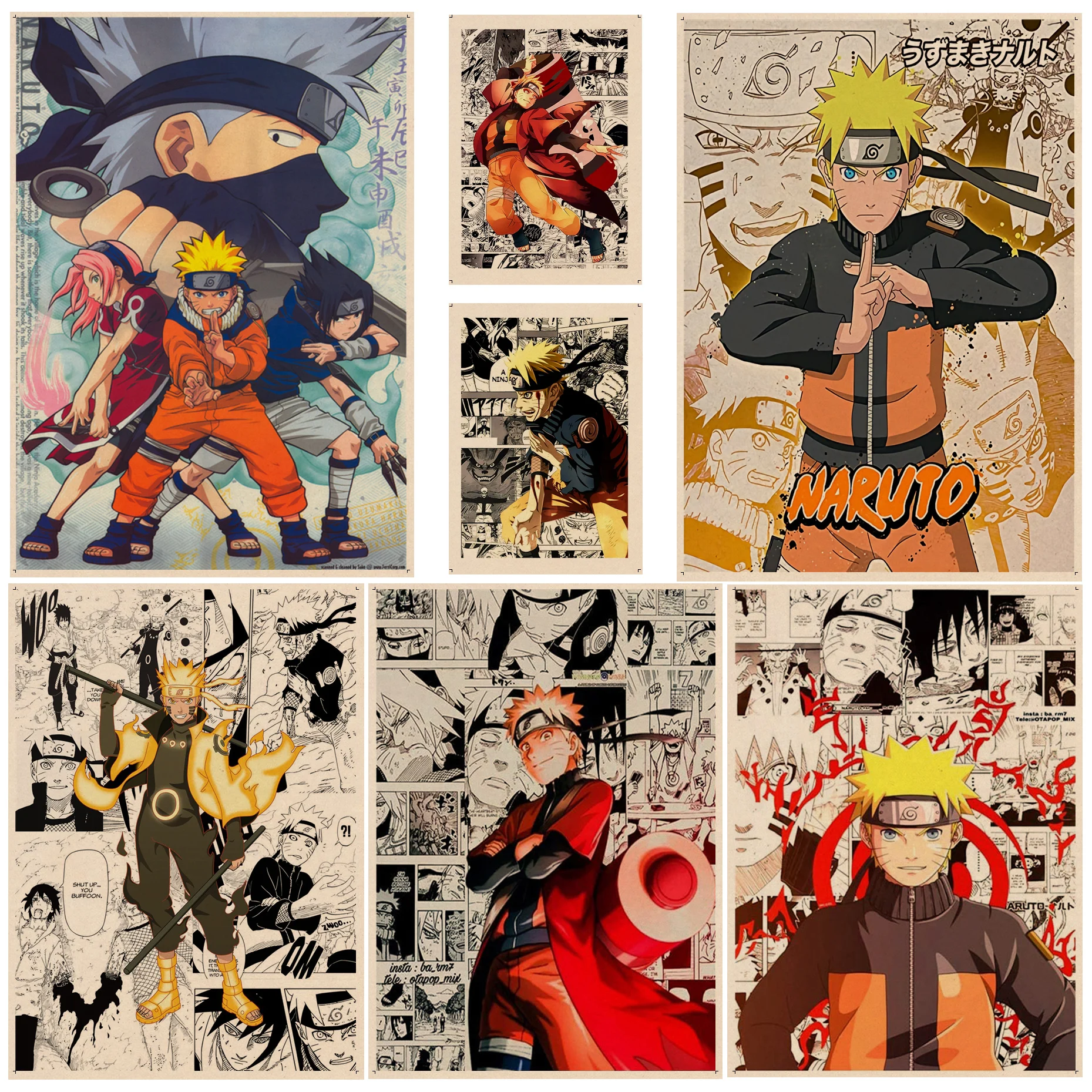 

BANDAI Uzumaki Naruto Classic Anime Poster For Living Room Bar Decoration Home Decor