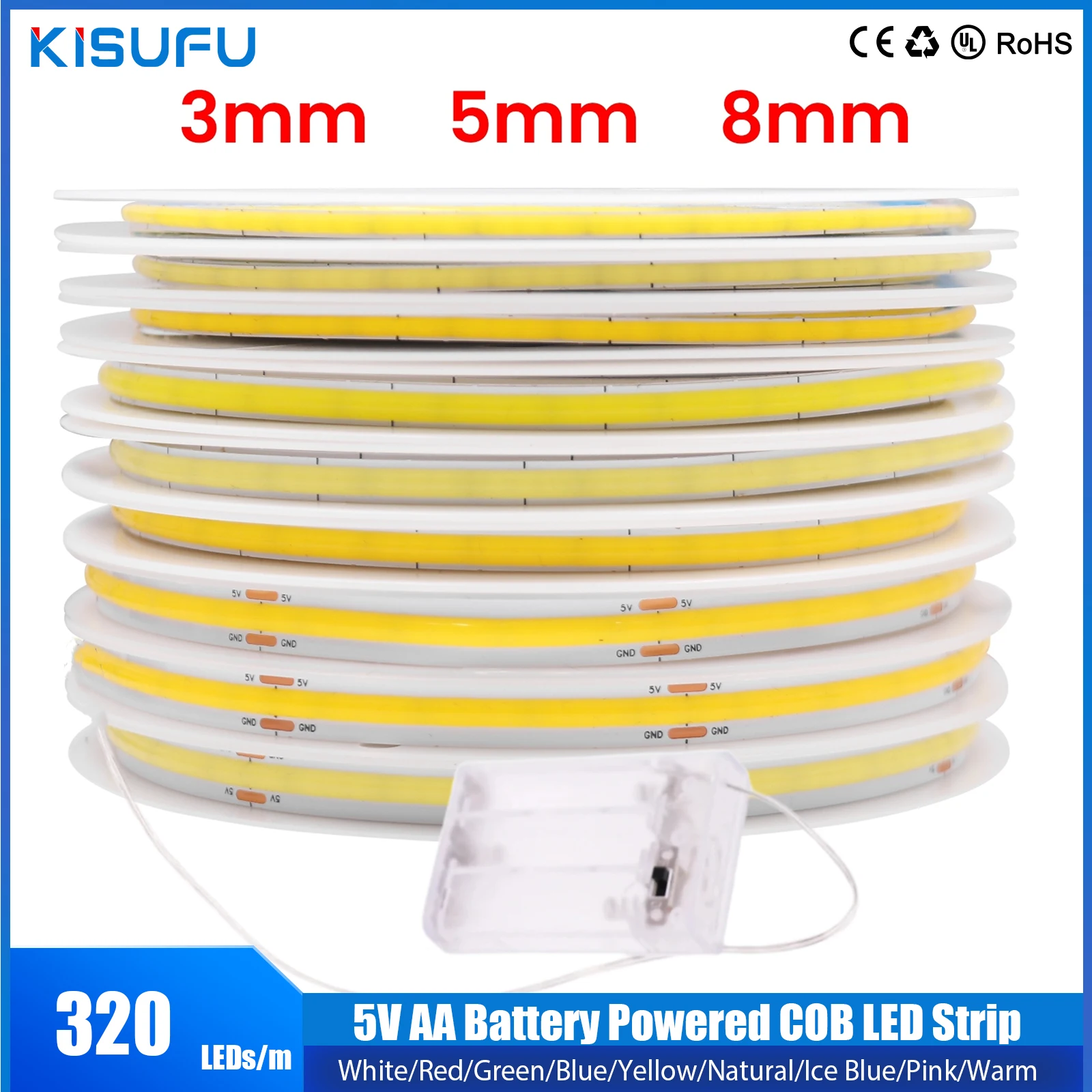 Светодиодная лента с монолитным блоком светодиодов высокой плотности 5 В 320