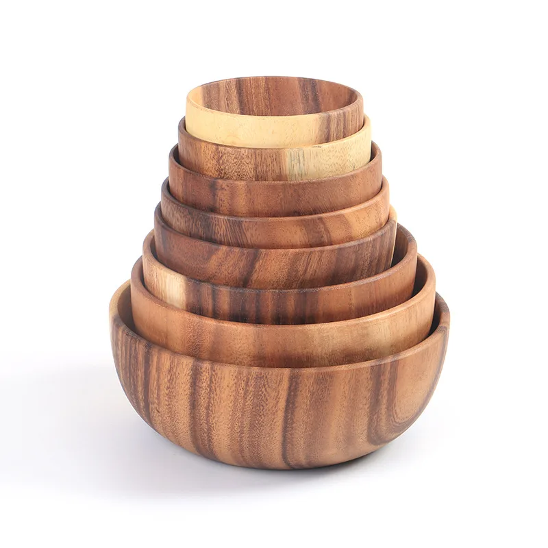 

Wooden Salad Bowl Home Wooden Bowls Storage Plates Trays Kicthen Food Holder Display Handmade Serving Bowls