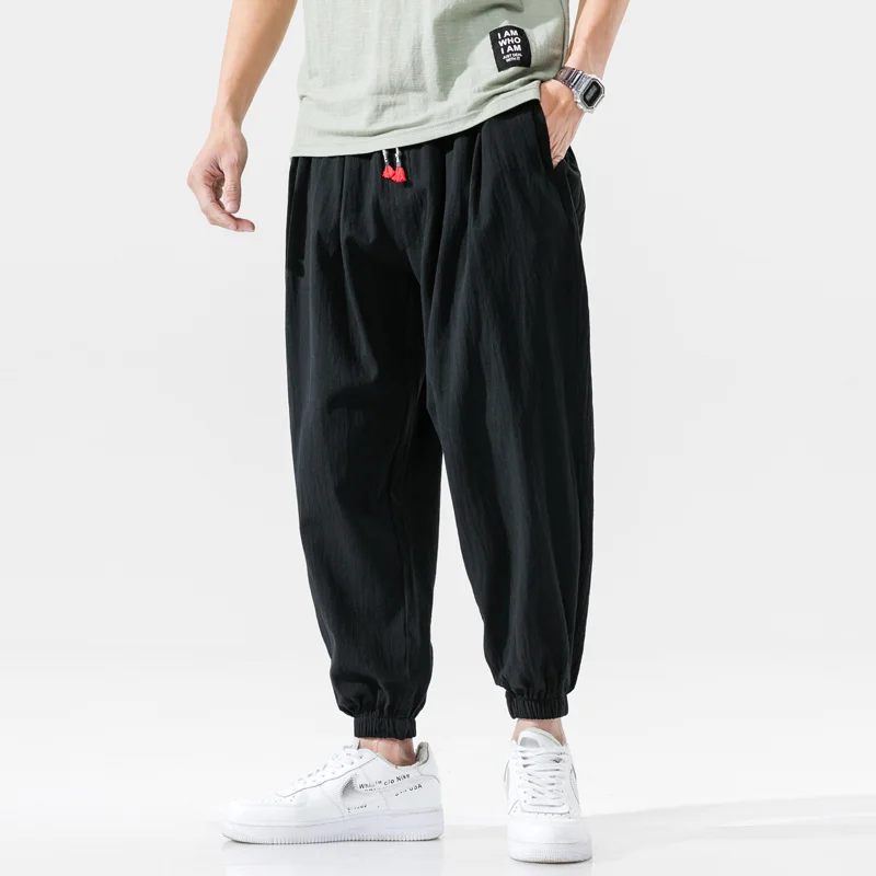 

Cotton Casual Harem Pants Men Joggers Man 2023 Summer Trousers Male Chinese Style Baggy Pants Harajuku Clothe Men