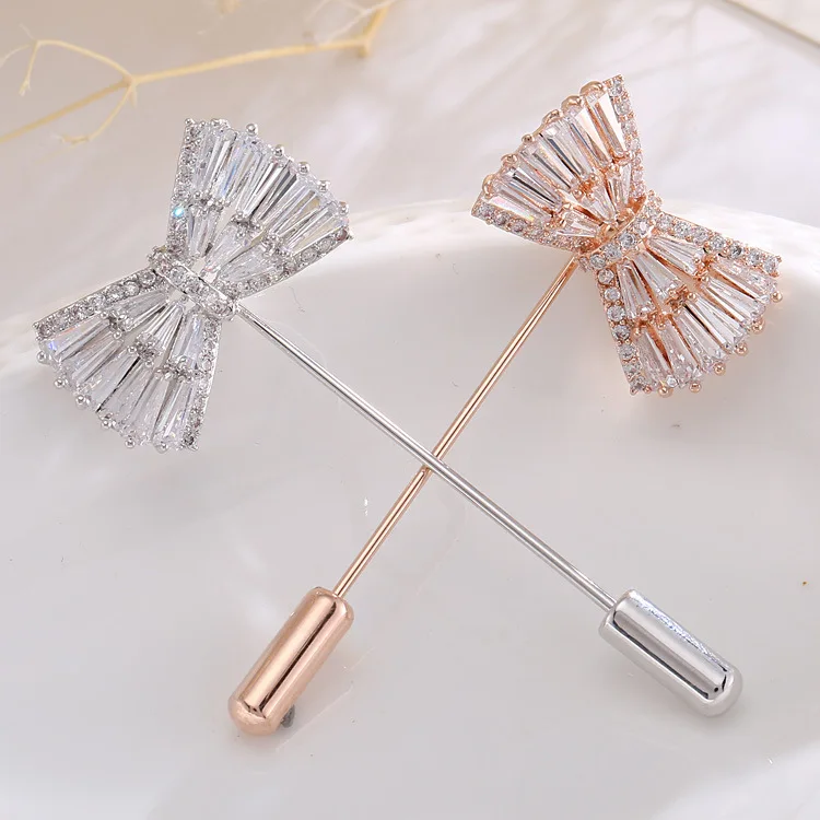 

18K Rose Gold Plated Silver Bowknot Lapel Pin with Crystal Brooches Animal Rhinestone Brooch for Men and Women Pin Jewelry