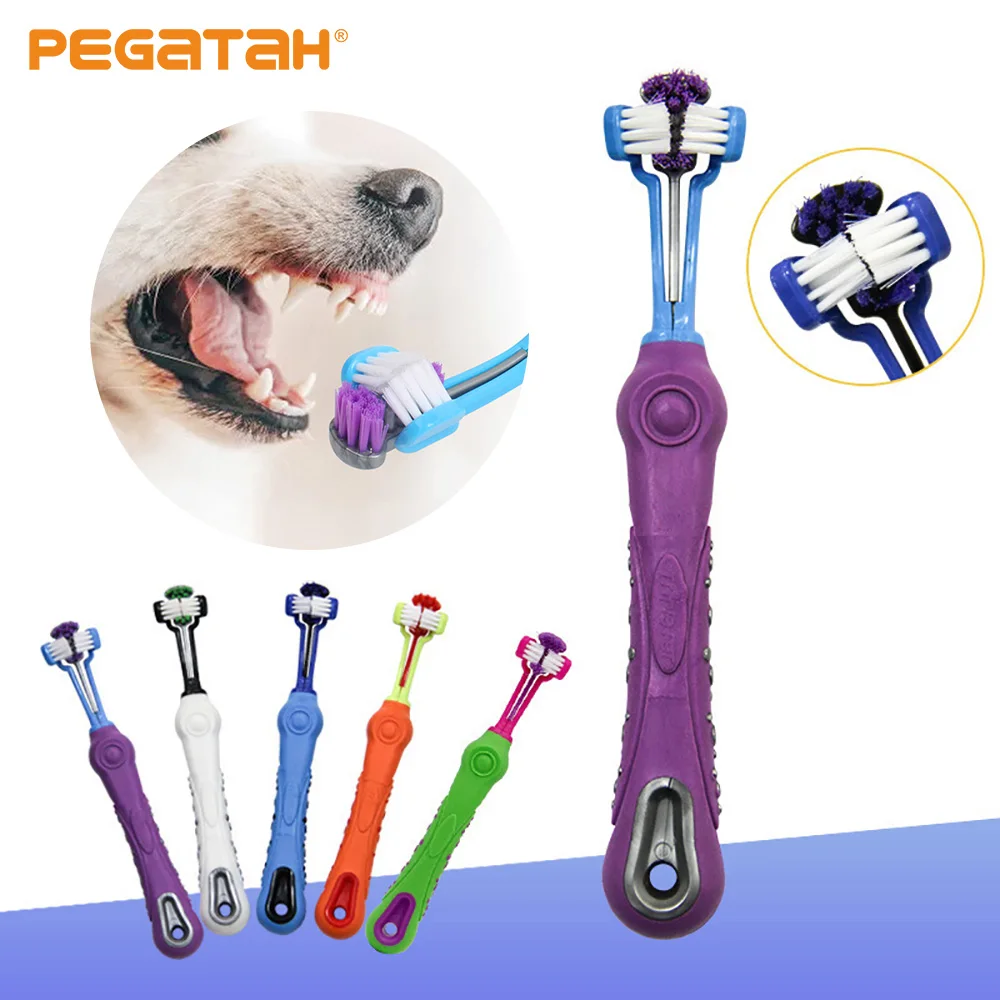 

Pet Toothbrush Three Sided Three-Head Multi-angle Dog Teeth Cleaning Cat Brush Bad Breath Teeth Care Tool Dog Accessories 2023