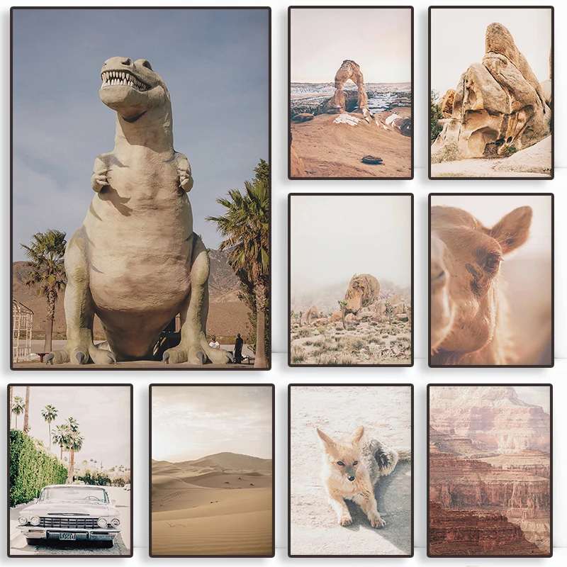 Кактус Сагуаро кабазон Динозавр Большой Каньон пустыня верблюд живопись на