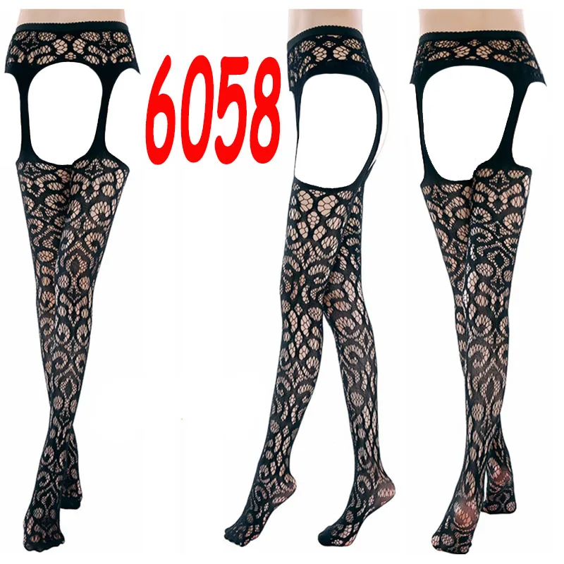 Колготки женские черные кружевные с принтом ажурные сексуальные чулки в сетку