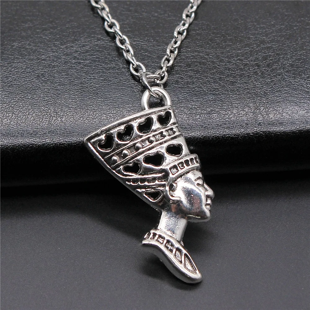 Цепочка с кулоном в виде головы для женщин и мужчин, винтажное ожерелье под античное серебро, 39 х20 мм, длинная цепь, трендовая бижутерия, аксессуары