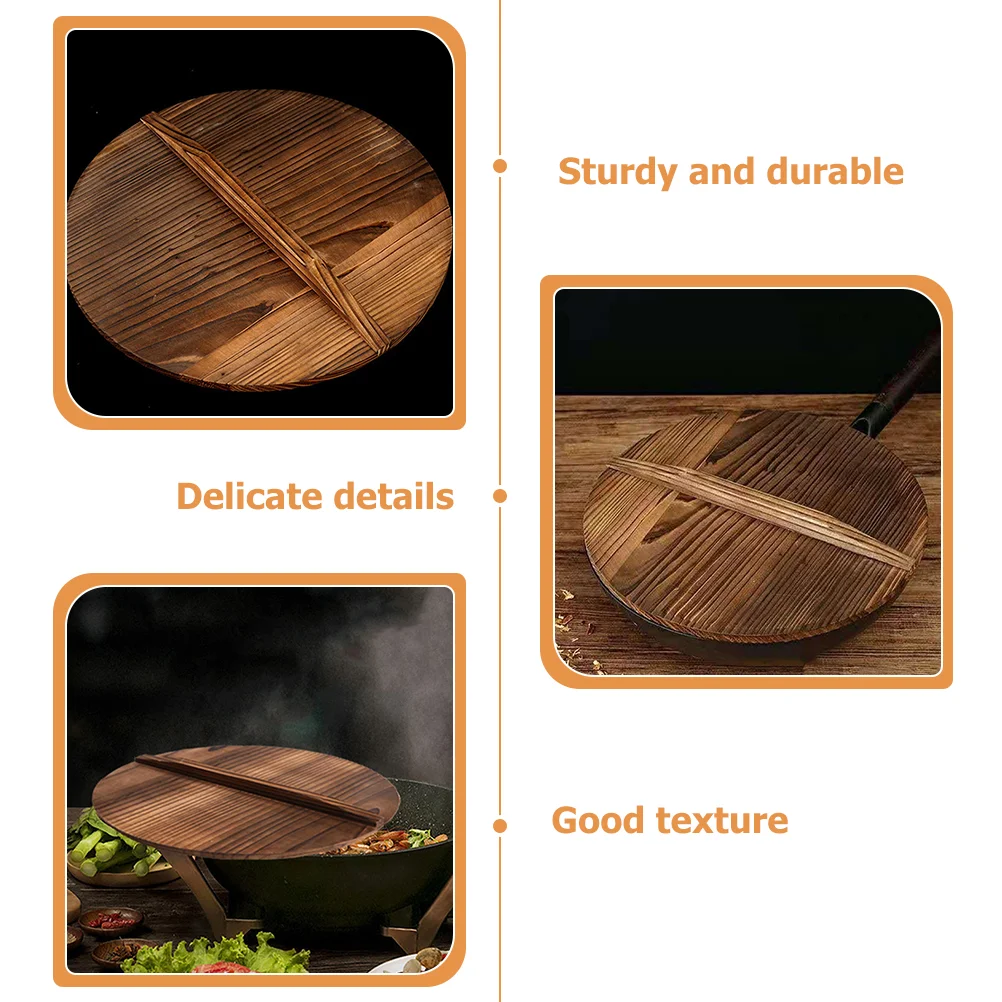 

Cover Lid Pot Wok Wooden Pan Lids Wood Kitchen Dome Anti Cooking Frying Skillet Saucepan Cookware Grill Replacement Splashingfry