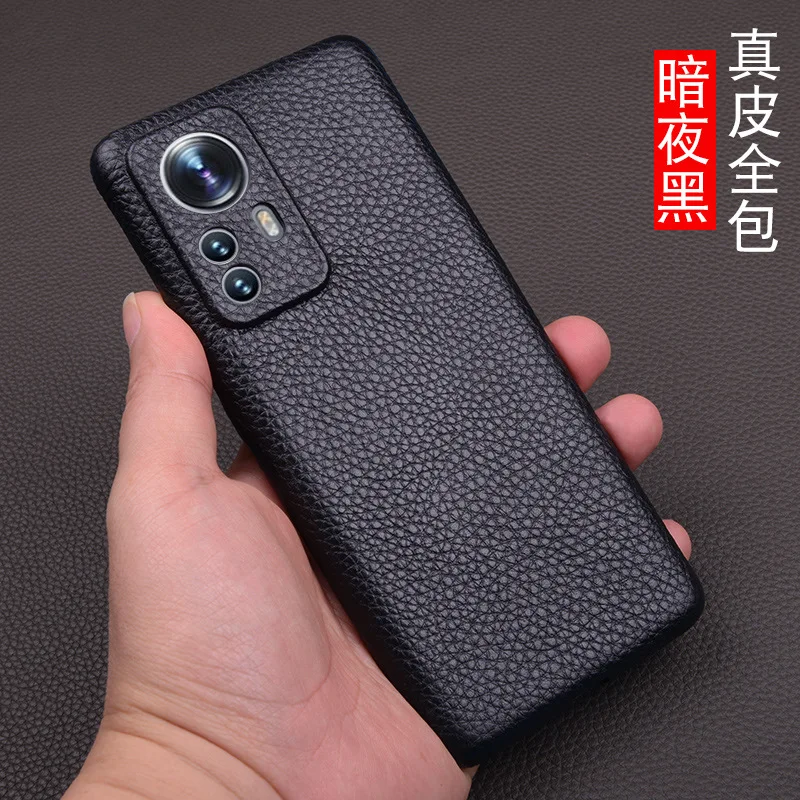 Hot Sales New Wholesale Retail Full Grain Cow Skin Leather Cover Cases For Xiaomi Mi 12 12x Mi12 Pro Genuine Cowhide Case