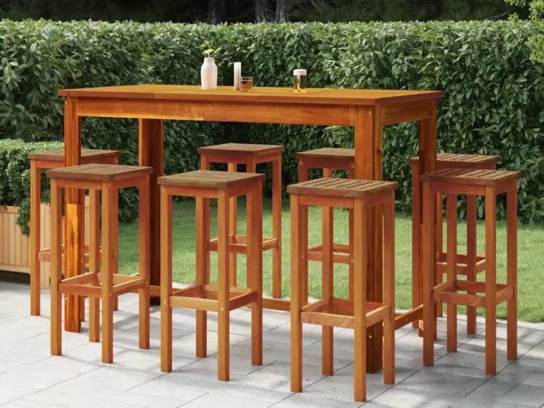 

Барные стулья для патио из массива акации, 2 шт.