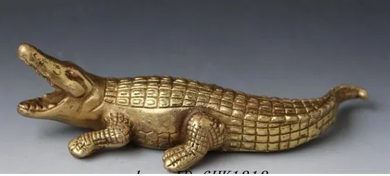 

china fengshui copper Brass Ferocity Crocodile Alligator fish Animal art statue