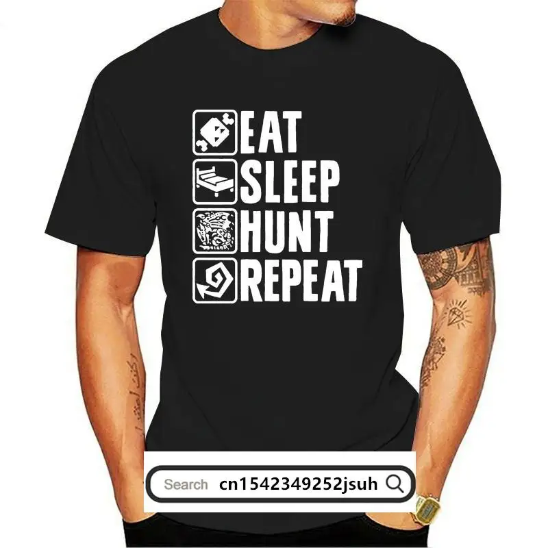 

New MONSTER HUNTER Juniors Girls Kids Short Sleeve T-Shirt BLACK HUNT REPEAT