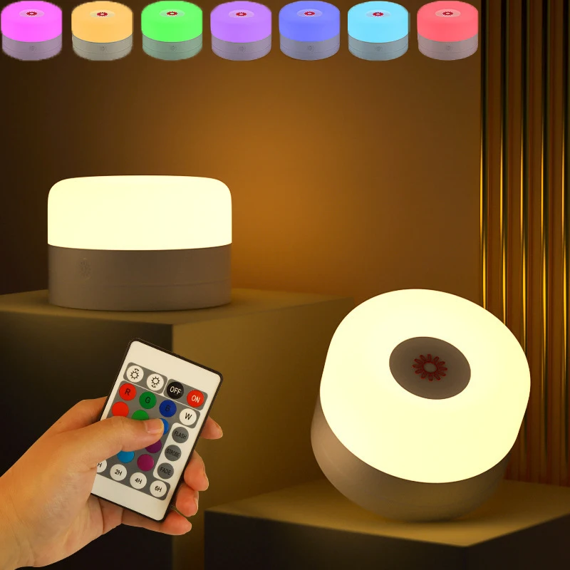

Creative RGB Wireless Remote Control Dimming Night Light Multi-Functional Colorful Cute Atmosphere Lights Bedside Table Lamp