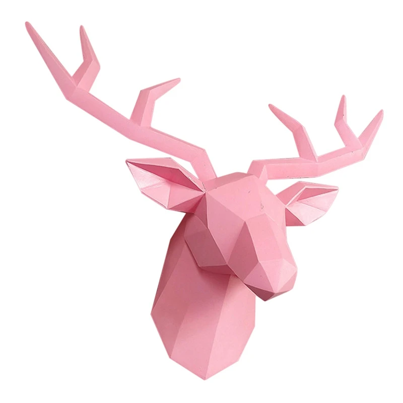

3D Deer Head Statue,Room Wall Decor Sculpture,Animal Figurine Miniature,Modern Art Home Decorations Accessories