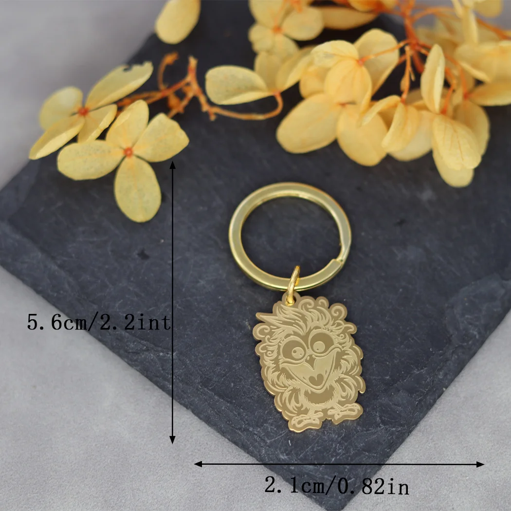 Милый мультяшный бриллиант брелок для ключей кольцо колье из нержавеющей стали