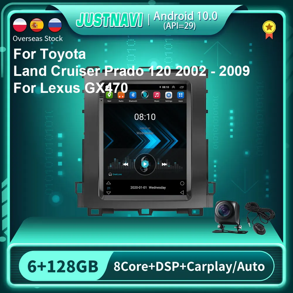 

JUSTNAVI IPS для Toyota Land Cruiser Prado 120 2002 - 2009 для Lexus GX470 автомобильное радио мультимедийный видеоплеер навигация Тесла HD