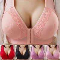 womens front buckle breathable bra wire free plus size underwear extended shoulder straps bra comfort female summer thin