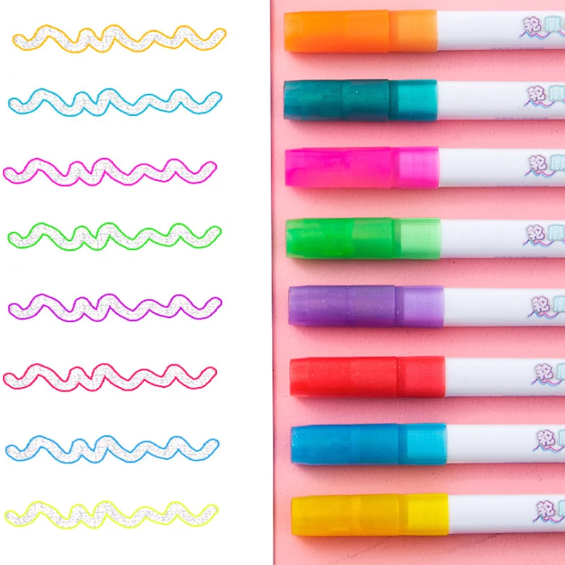 

8 Colors Double Lines Contour Art Pens Stationery Art Drawing Pens Lettering Scrapbooking Bullet diary Graffiti Poster Card