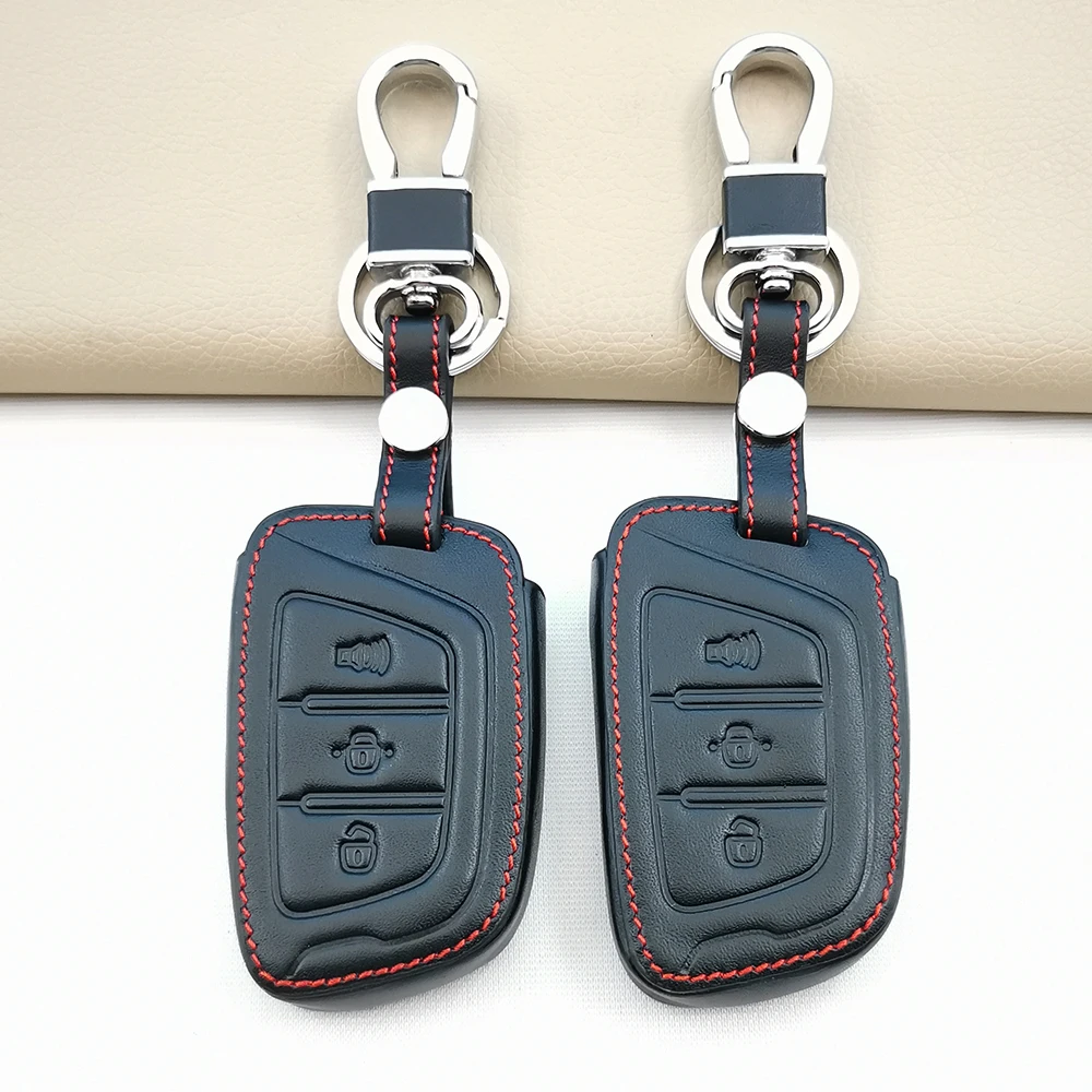 

Новый стильный кожаный чехол для ключей чехол для JAC T50 S2 S3 S4 S5 S7 автомобильный чехол для сигнализации 3 кнопки смарт-пульт дистанционного упр...