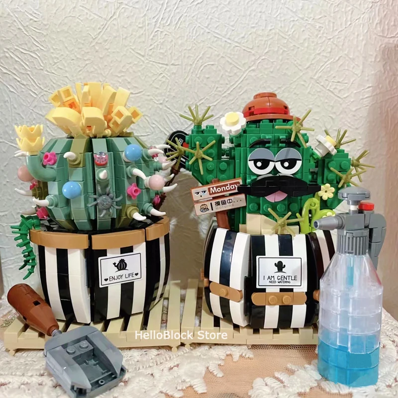 

Ideas Cactus Flowers Mini Building Blocks LOZ Cartoon Potted Plant Model Bricks Toys For Kid Gift Immortal flower Home Decor