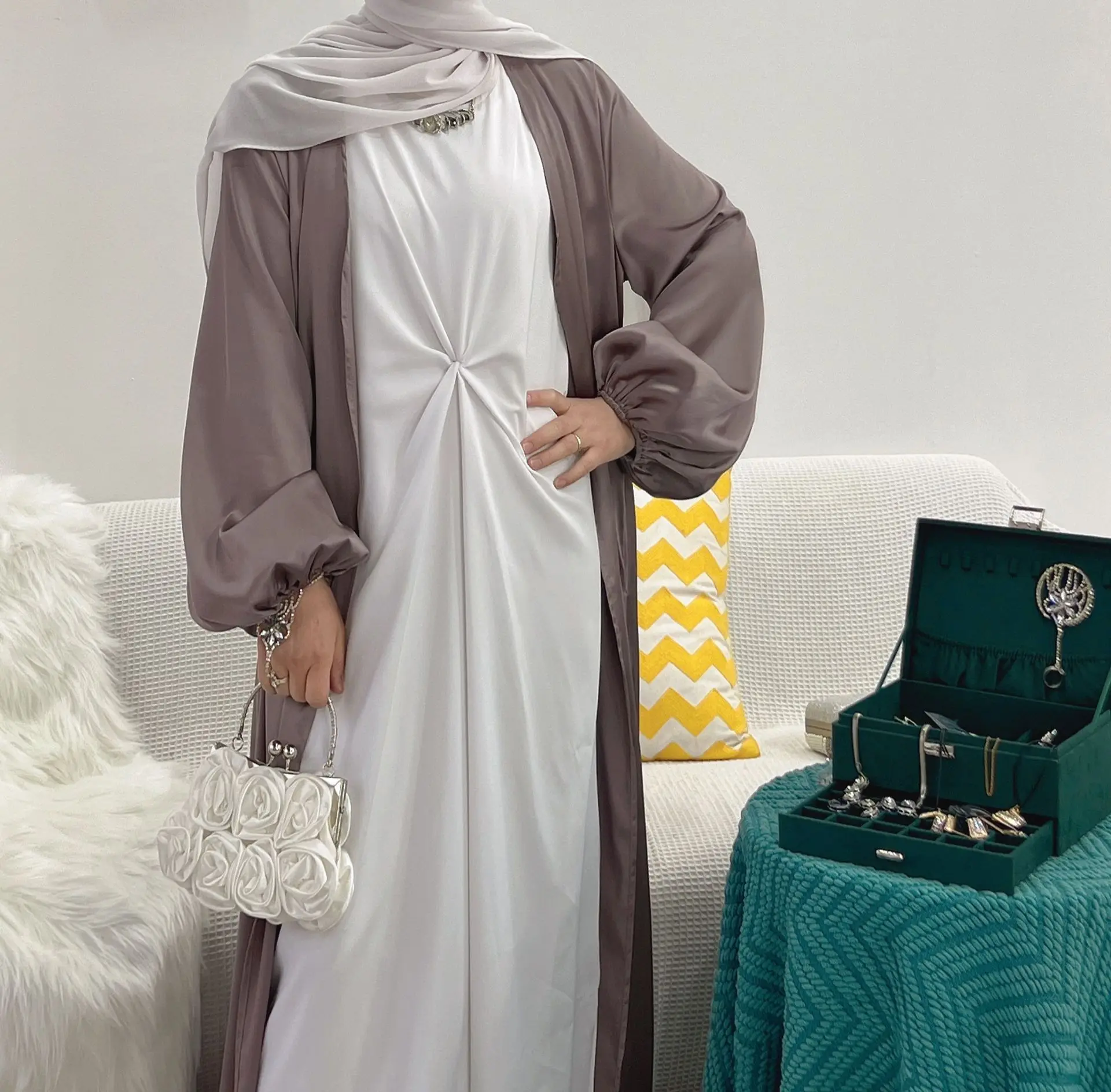 Eid Mubarak Muslim Plain Under Inner Dress for Abaya Dubai Turkey Summer Islamic Long Sleeveless Inside Dresses Abayas for Women