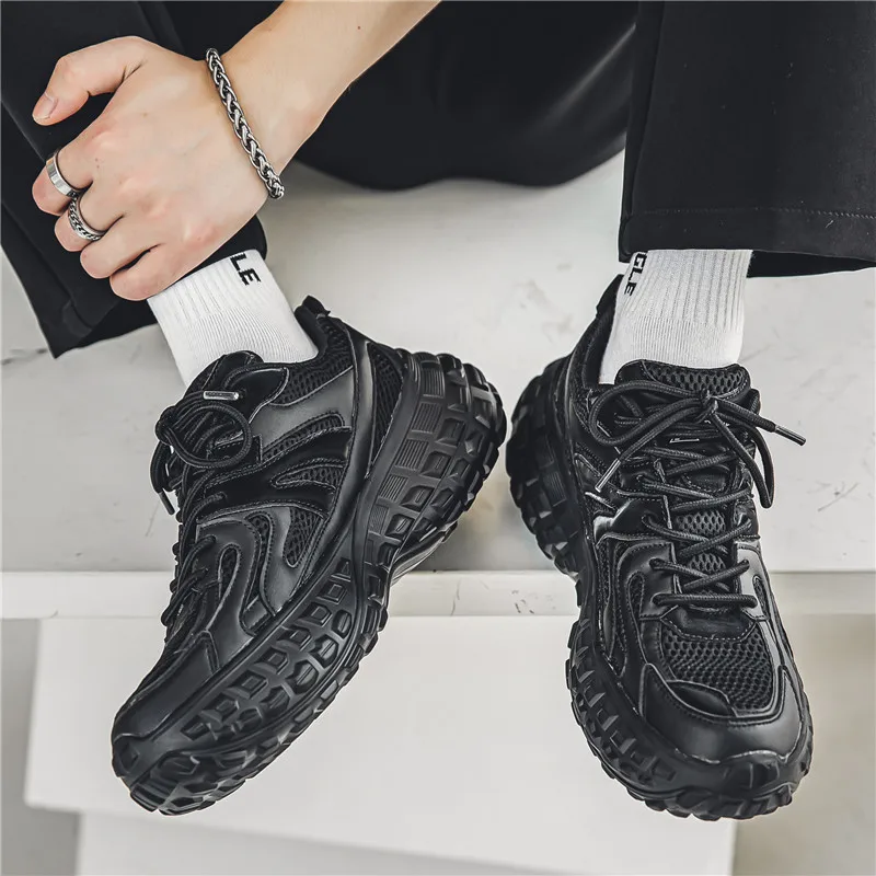 New Black Dad Chunky Sneakers Casual Vulcanized Shoes Woman High Platform Sneakers Lace Up White Sneakers Women 2022 Free Ship