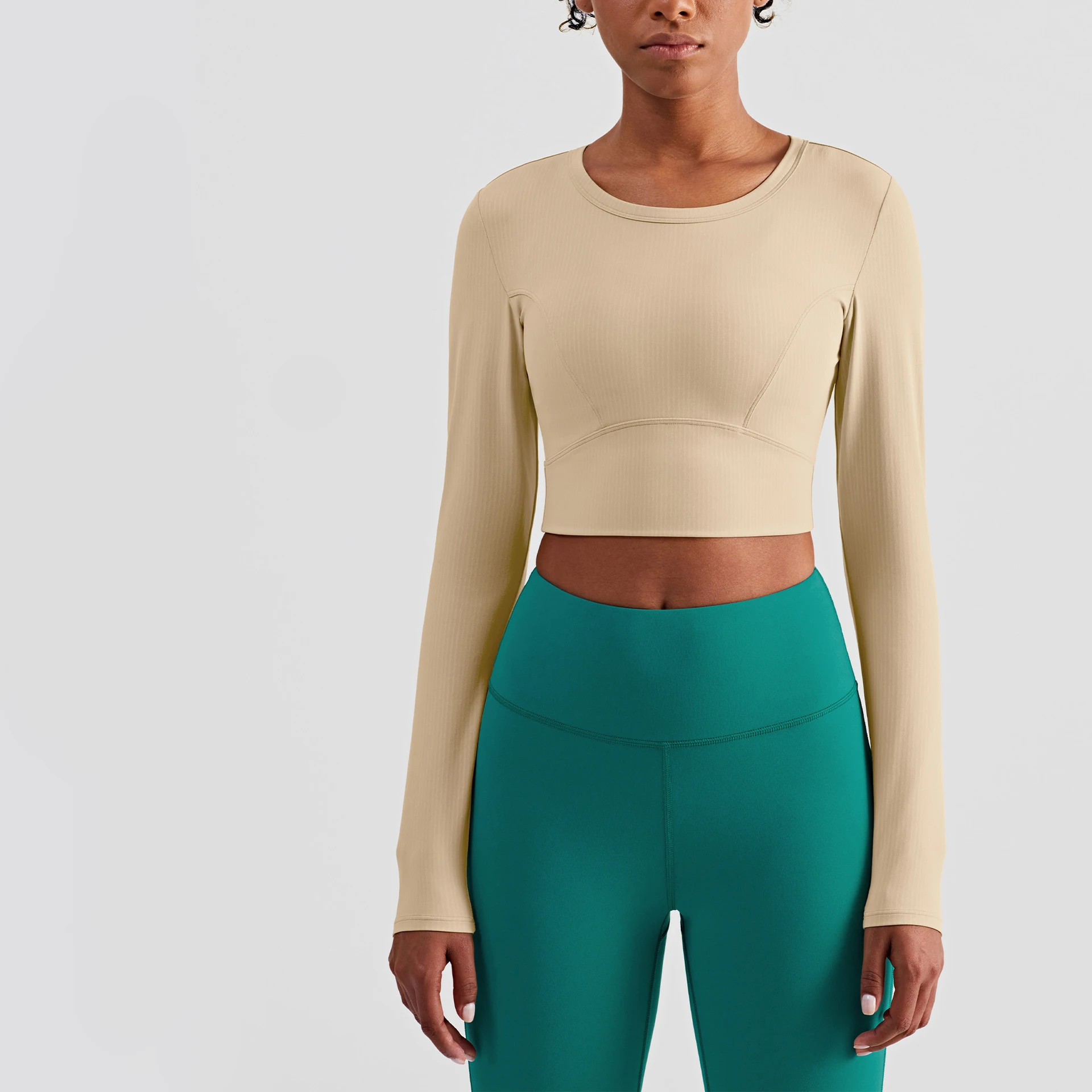 Lulu Yoga Fitness Crop Top Gym Sport Women Top Jogging Naked Printing Sportswear Women's Long Sleeve Top Wholesale Custom Logo