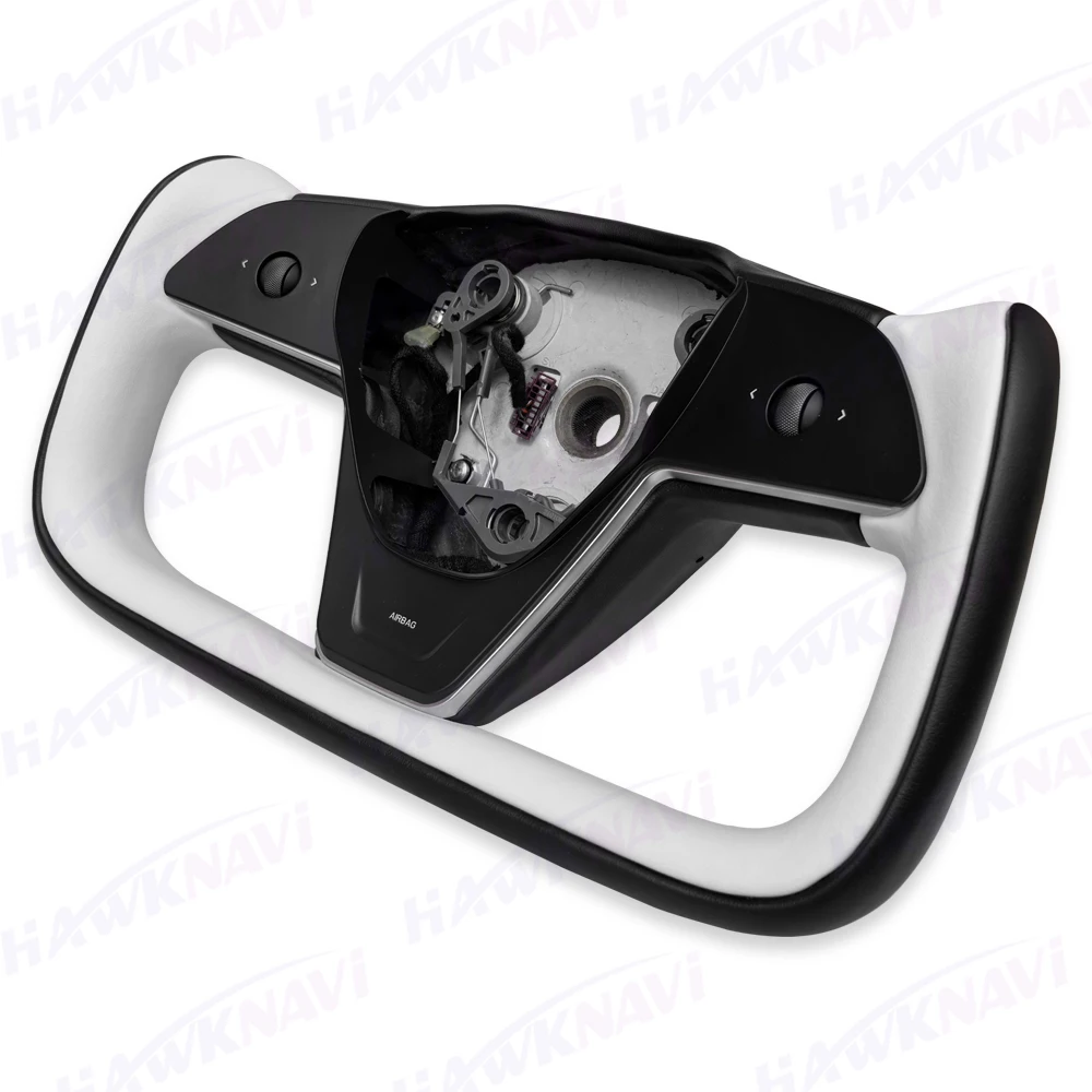 Новейший стиль Hawknavi 377 мм руль с колюком для Tesla Model Y 3 2023 2022 2021 2020 2017+ Кожаная