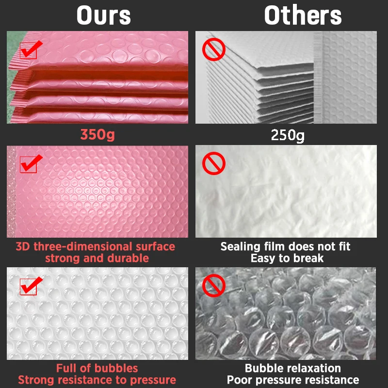 50 шт./лот розовые пенопластовые конверты самозапечатывающиеся мягкие для