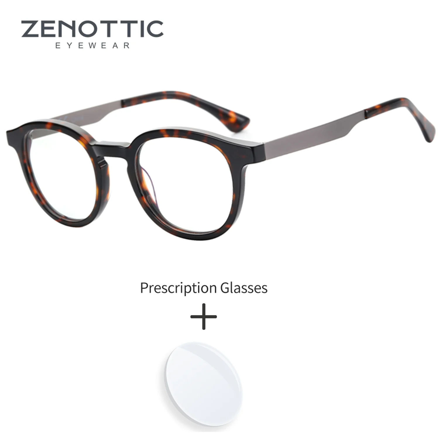 Фото ZENOTTIC 2025 ацетатные очки по рецепту, круглые прогрессивные оптические очки для мужчин и женщин, линзы для близорукости с защитой от синего света №1