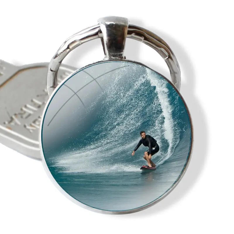 Стеклянный брелок Cabohcon диаметром 25 мм для серфинга ювелирный подарок