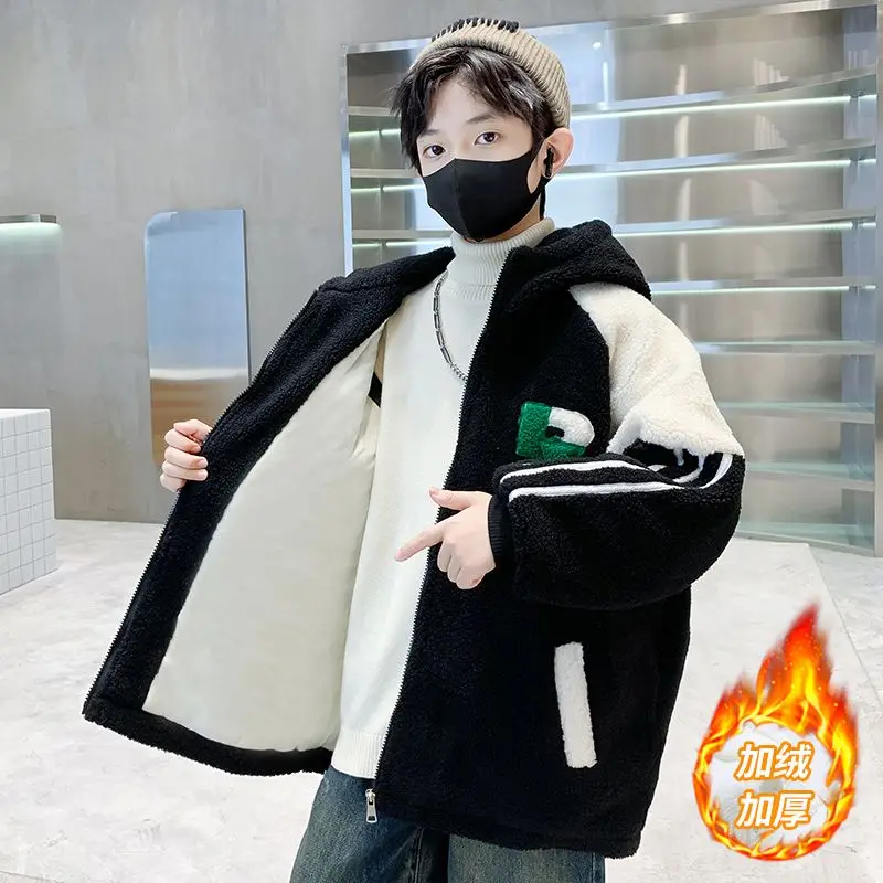 Пальто для мальчиков от 5 до 14 лет куртка верхняя одежда топы из флиса 2024 крутое