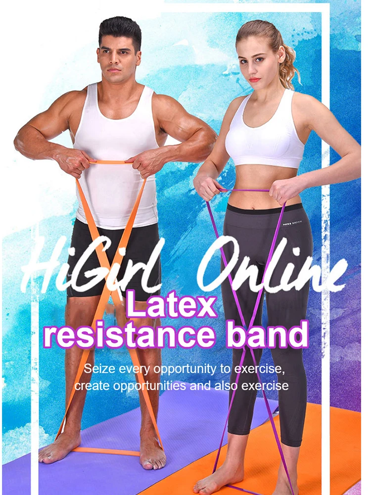 Portable Fitness Resistance Bands Workout Rubber Yoga Gym Elastic Strength Pilates Unisex Weight Sports |