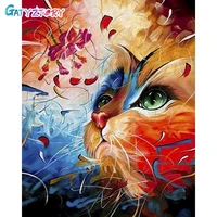 gatyztory diy pictures by number cat kits home decor painting by numbers animal drawing on canvas handpainted art gift
