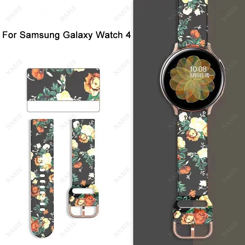 20mm 22mm Printing Silicone Watchband for Samsung Galaxy Watch 42mm Active 2 40mm Bracelet Band Strap Gear S2 Amazfit bip |