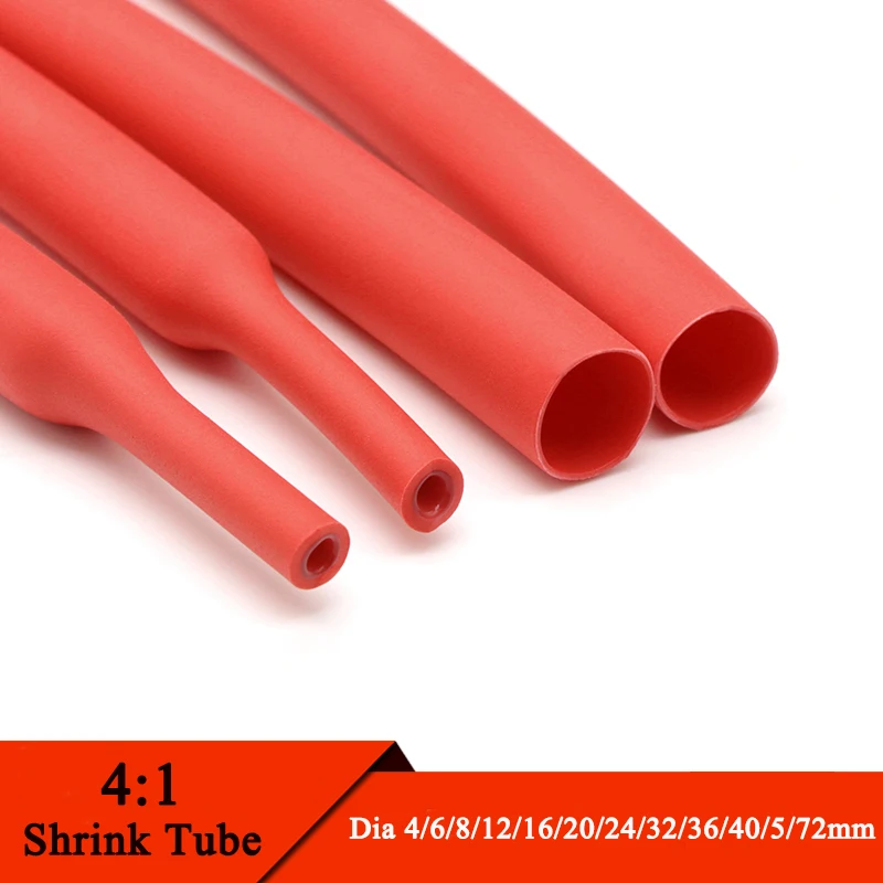 1M 4:1 Heat Shrink Tube With Glue Thermoretractile Heat Shrinkable Tubing Dual Wall Heat Shrink Tubing 4 6 8 12 16 20 24 40 52mm