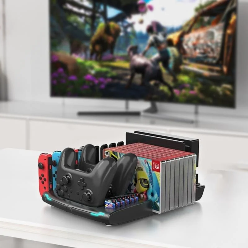 

For Switch OLED Game Console Multifunction Charging Base gamepad Type-C Handle Seat game Disc card Storage Rack