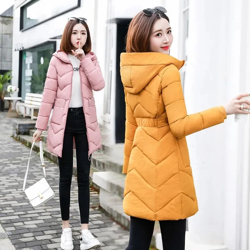 

2021 New Women Parkas Winter Jacket Hooded Thick Long Jacket Solid Casual Warm Cotton Padded Parkas Female Outerwear