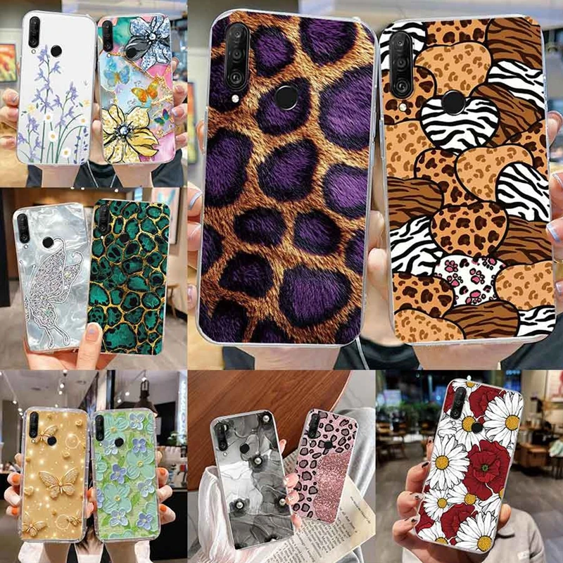 Leopard Print Flowers Hearts Love Phone Cases For Huawei P30 P20 P40 Lite Pro Y6 Y7 Y9 P Smart 2019 Honor 9X 9C 10 Cover