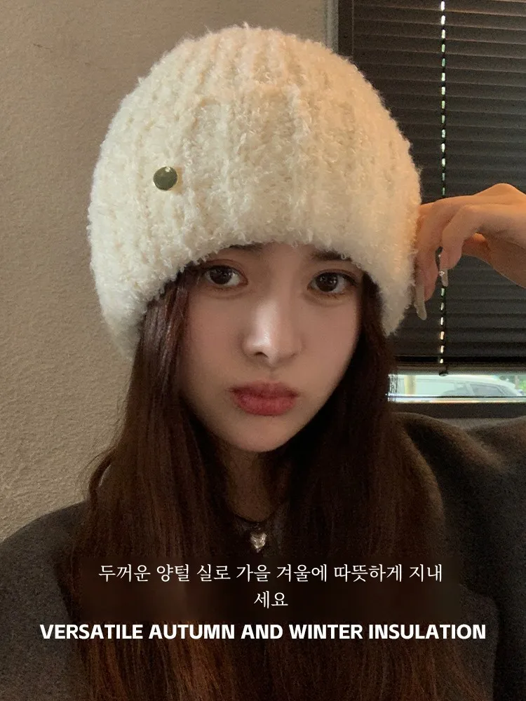 Шапка женская осенне-зимняя вязаная шерстяная шапка новинка 2023 большая