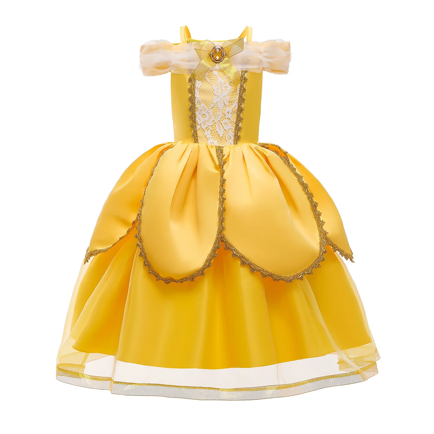 

Princess Belle Dress for Girl Kids Floral Ball Gown Child Cosplay Bella Beauty and The Beast Costume Fancy Party Birthday Dress