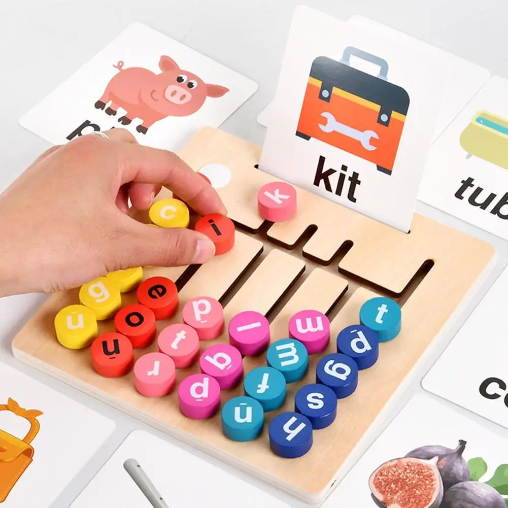 

Art Paper Useful Wooden Letter Matching Game Sturdy Slide Puzzle Toys Burrs-free for Kids