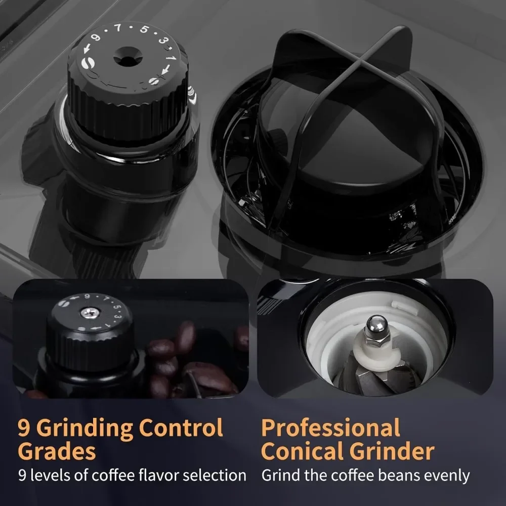 Кофемашина с мельницей для заусенцев 12 чашек черная/нержавеющая сталь фильтром